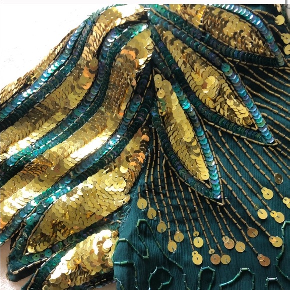Black Beaded Sequined Silk Gown by Laurence Kazar main image 1